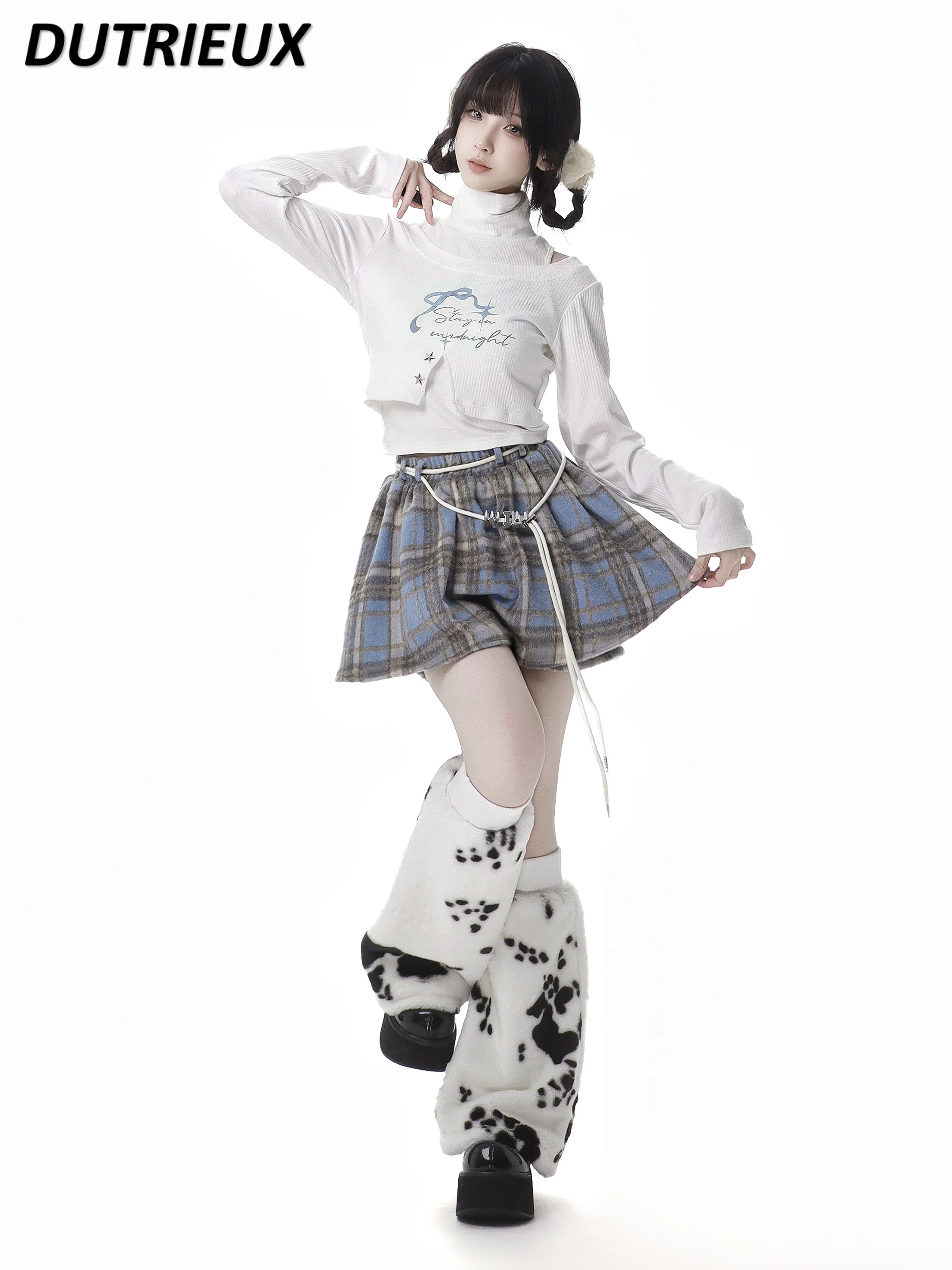 Sweet Cute Fur Collar Plush Ladies Loose Jacket Plaid Design Sense Thin Fshion New Autumn Winter Casual Coats for Women