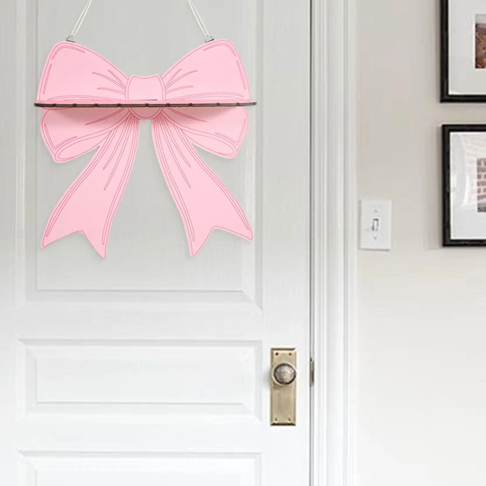 

Pink Bow Floating Shelves Wood Ornament Wall Plaque Versatile Housewarming Gift Wood Wall Hanging Shelf for Bathroom Bedroom