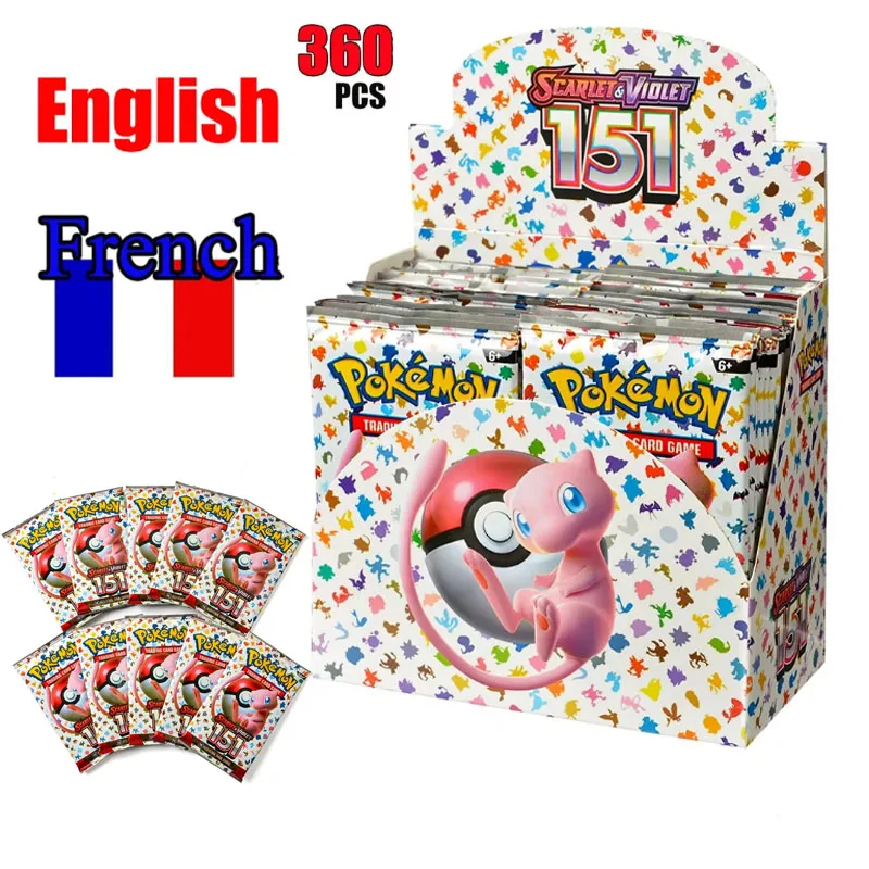 360 piezas Pokémon en inglés y francés, 151 Sword Shield Evolving Skies, caja de refuerzo, tarjetas coleccionables Pokémon, caja de 36 paquetes, lista para enviar