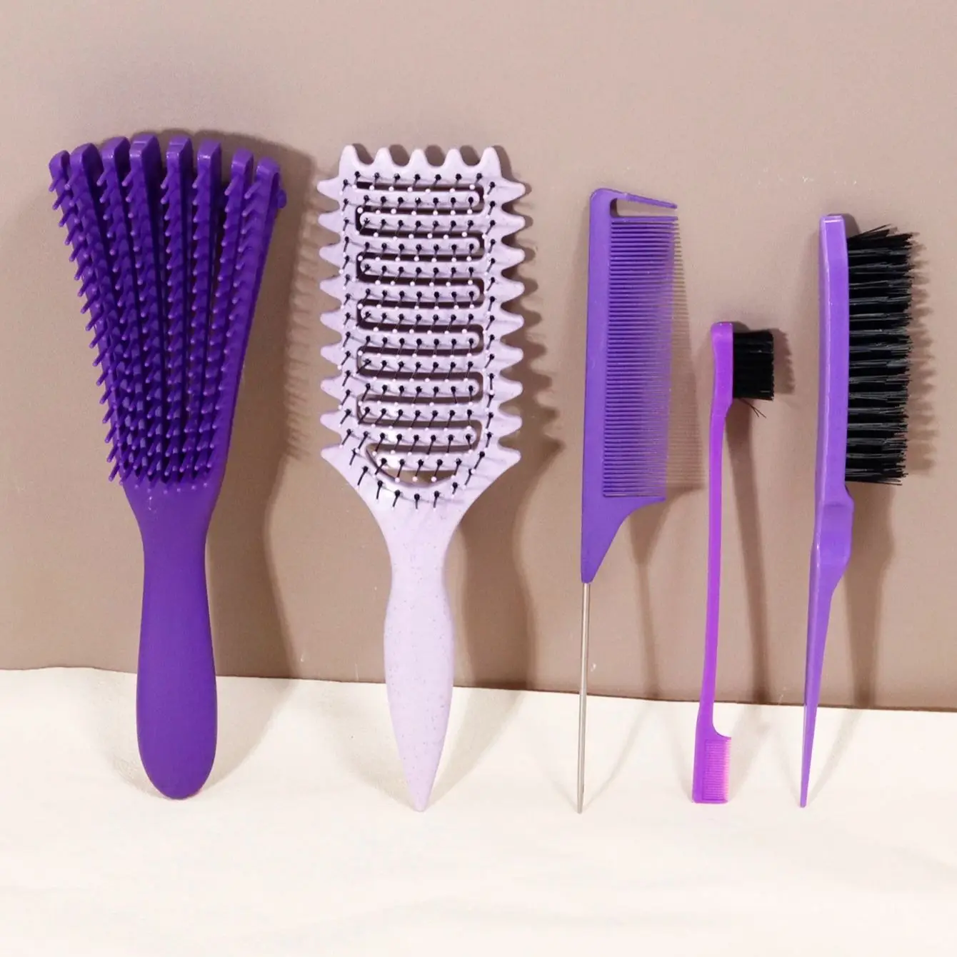 5pcs hair styling set, suitable for home hair salons, anti-static, anti tangling,special for real hair wigs view 3