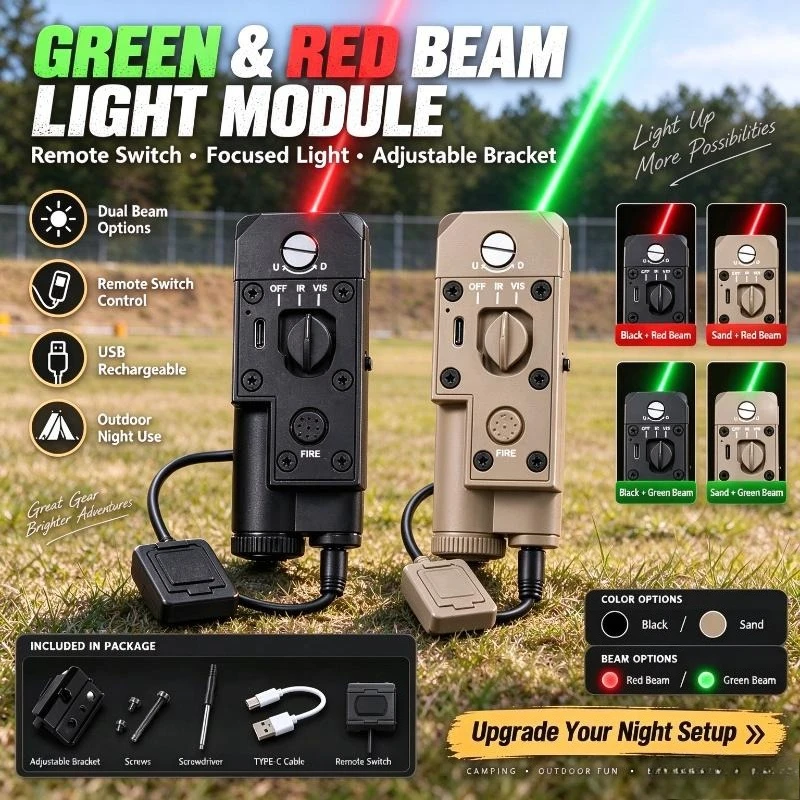 Green & Red Beam Light Module Kit with Remote Switch, Stable Focus Beam, Adjustable Bracket, Outdoor Night Shooting Accessories