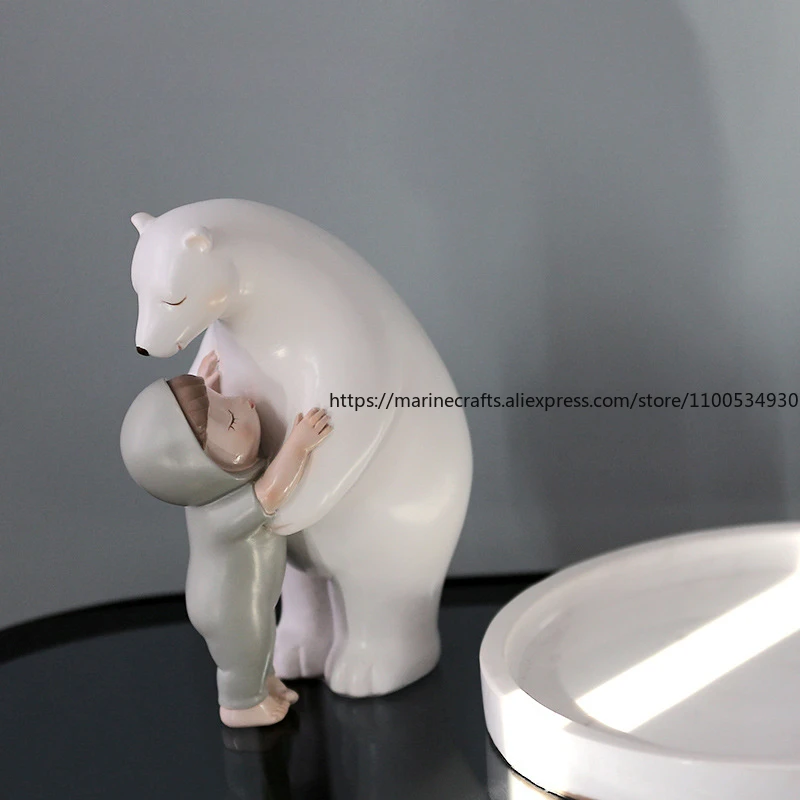 

Creative Cartoon Polar Bear Cute Baby Resin Figurine Ins Home Decor Living Room Hallway Craft Art Gift