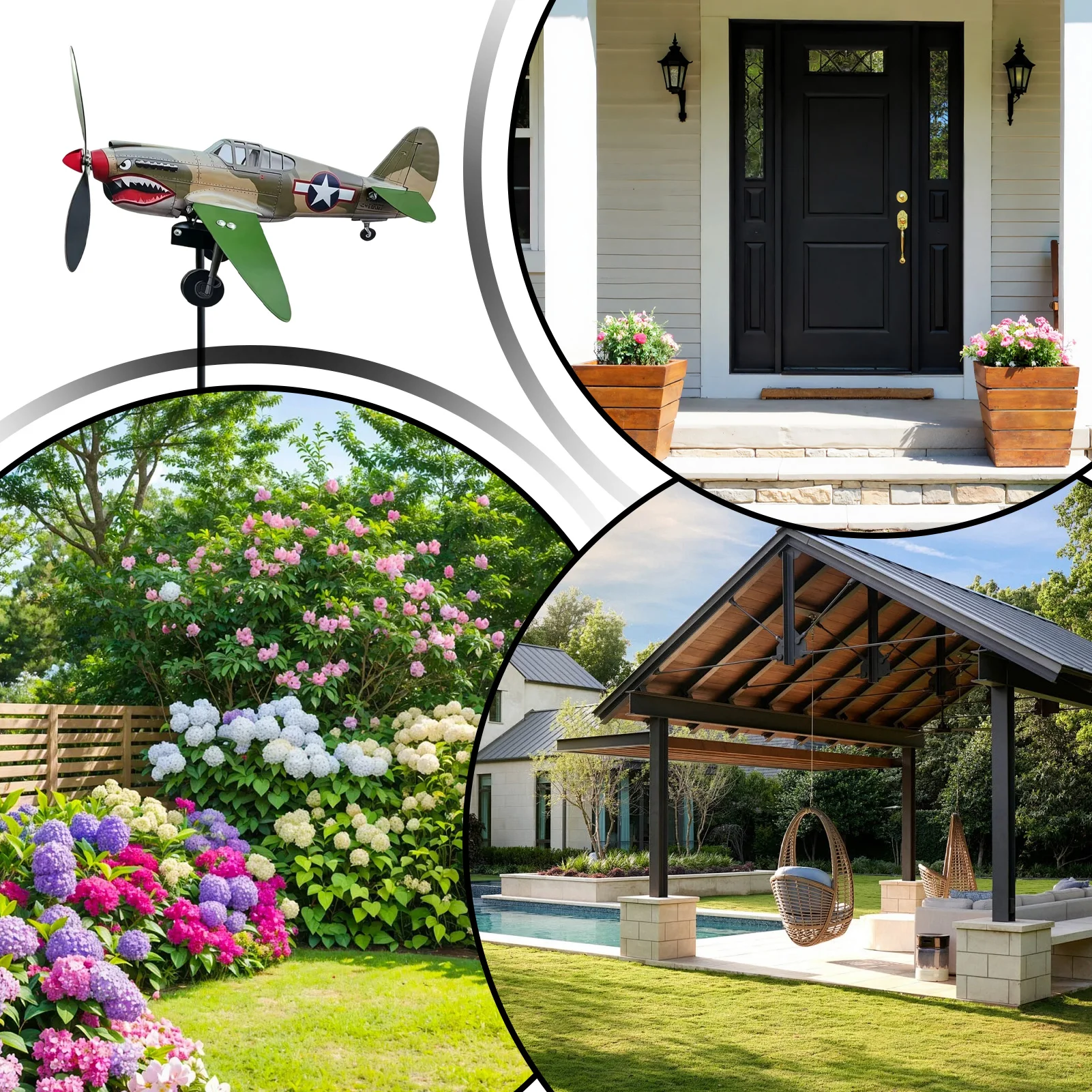 Garden Wind Spinner Funny Rotating Decorative Outdoor Sculpture Warbird Plane Iron Art Propeller Lawn Patio Pathway Ornament - view 6