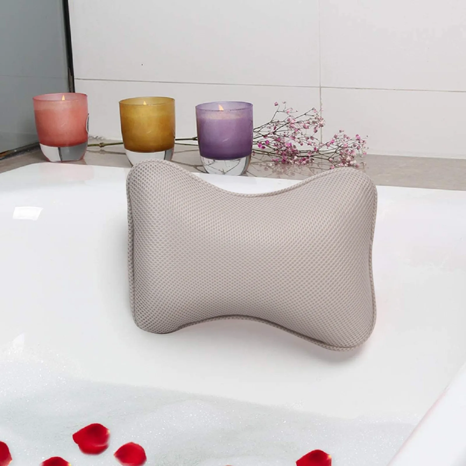 Head Rest Pillow Non-slip Cushioned Bath Tub Spa Pillow 3D Mesh Spa Bathtub with Suction Cups for Neck Back Bathroom Supply Home