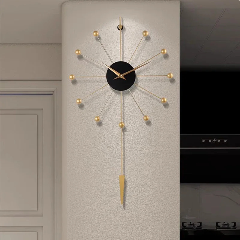 Alarm Large Clock Wall Metal Wall Art Cute Simple Restaurant Nordic Design Wall Clocks Big Size Wanduhr Living Room Decoration