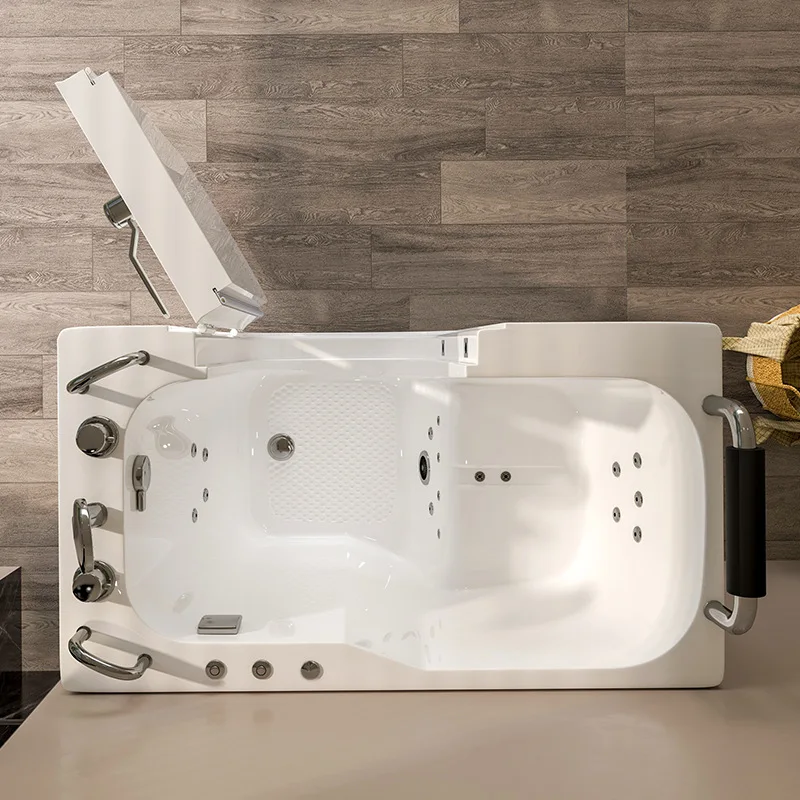 

The elderly barrier-free side door walk-in bathtub household sitting deep bubble acrylic small apartment massage bath