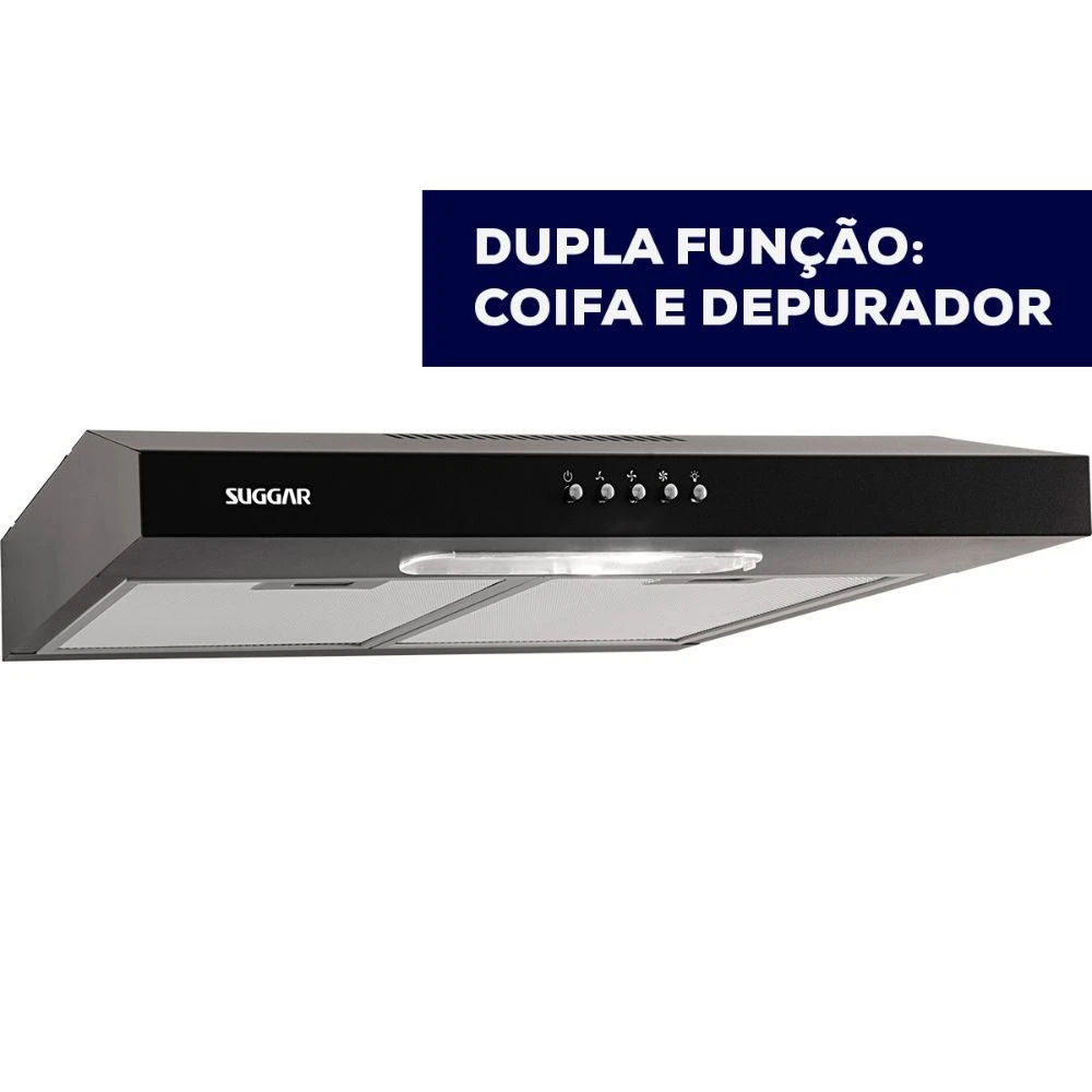 Depurador Slim Suggar 60cm 3 Velocidades DPS161PT/DPS162PT Preto