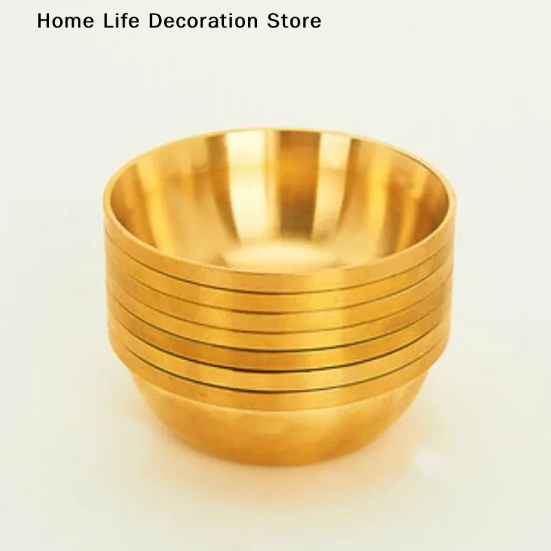 1Pc Brass Tibetan Style Bowl Decorative Plate Table Buddhist Supplies Copper Yoga Meditation Chanting Cup Living Room Decoration