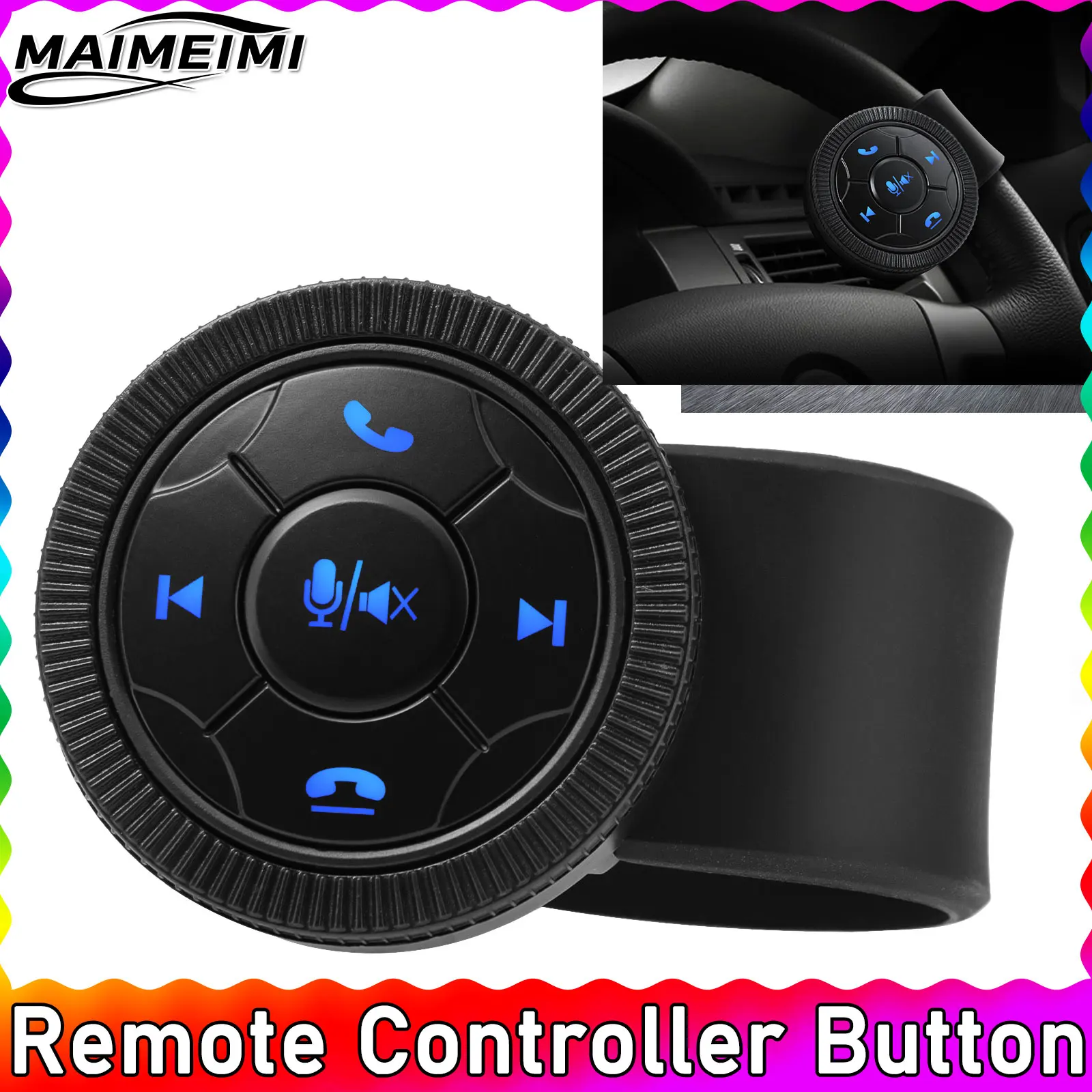 

Car Wireless Remote Controller Media Button Car Bike Steering Wheel Music Play for IOS Android