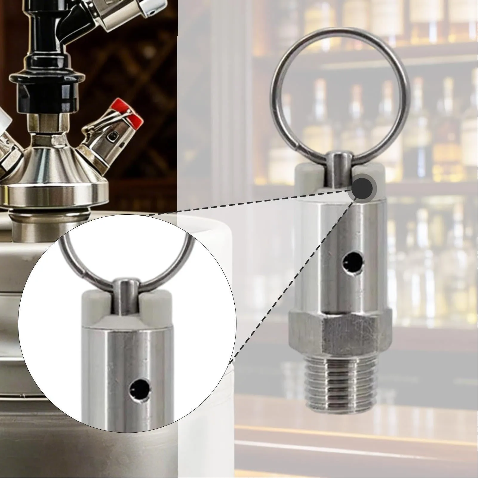 1/4in Male NPT Safety Valve Pressure Relief Valve 1/4in Male NPT Thread Stainless Steel Air Compressor Check Valve for Beer Kegs