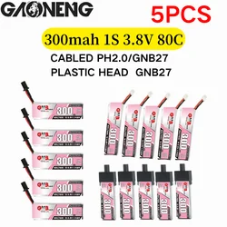 5 pz GAONENG GNB 1S 3.8V HV 300MAH 80C MAX 160C batteria Lipo con connettore PH2.0 / GNB27 per Mini quad FPV Emax NanoHawk Drone