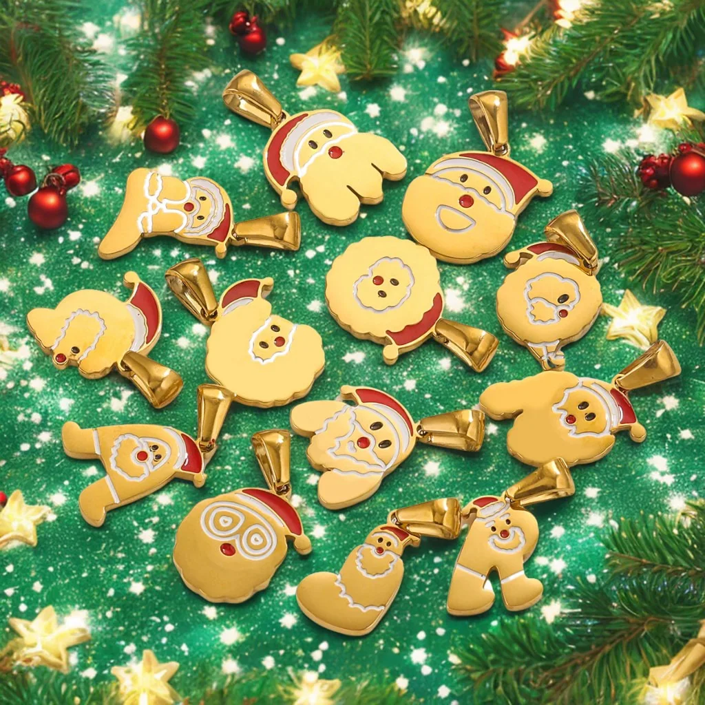 Yori 5Pcs Arrivals Stainless Steel Christmas Letter Pendant Santa Claus Cute New Trend DIY Jewelry Pendant Wholesale 2025