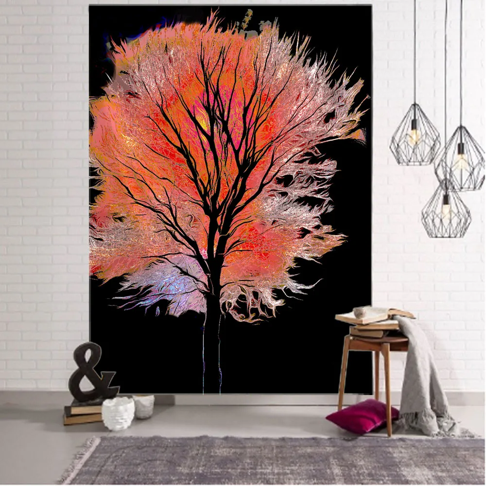 

Tree tapestry, landscape oil painting, wall hanging cloth, bed sheets, art decoration, dormitory, living room, wall decoration