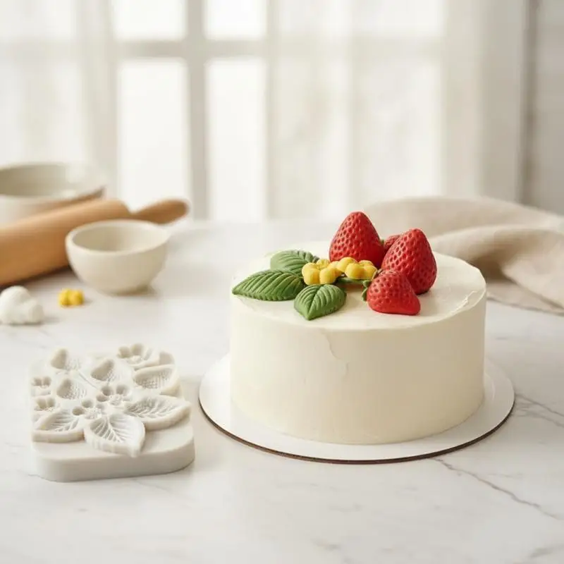 Strawberry Flower Silicone Mold Food Grade Non-Stick for Sugarcraft Cupcake Decorating Home Baking Tools