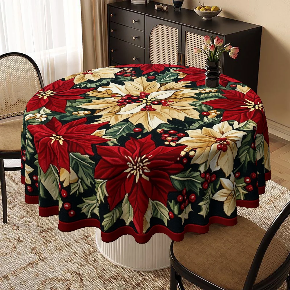 1 round printed tablecloth for the home, kitchen or dining room, adding a touch of excitement to your table and utensils