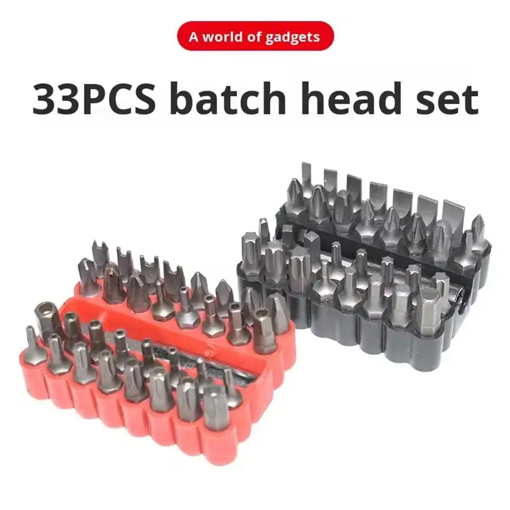 33PC Solid & Hollow Screwdriver Bit Set – Security Tamper Proof Bits with Hex, Star, Phillips, Slotted, PzDrive, 1/4