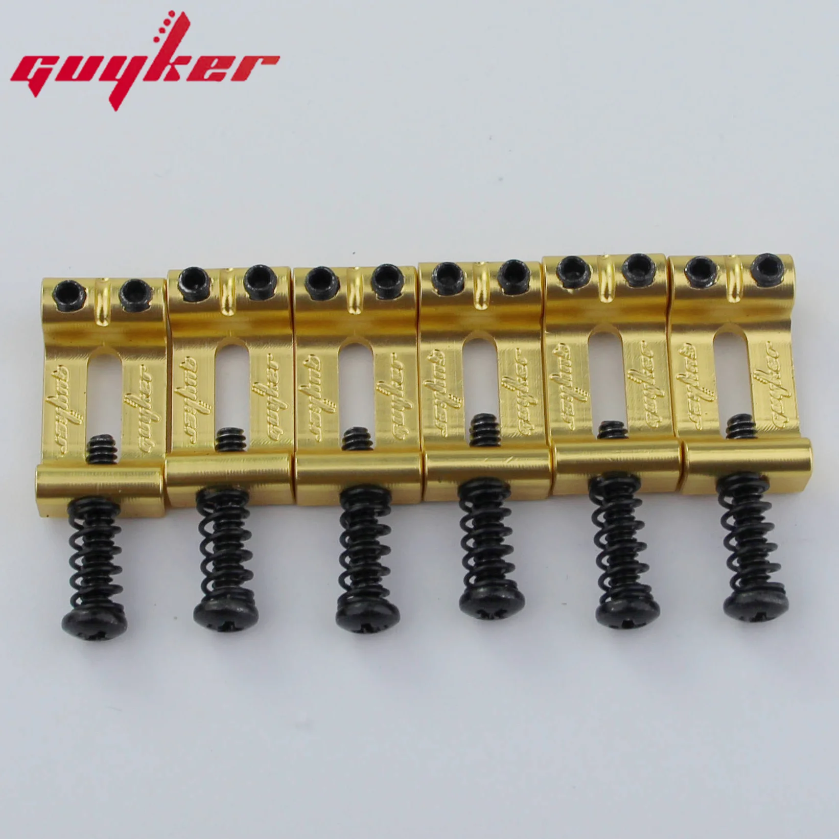 6Pcs GUYKER Tremolo Bridge Bent Brass Saddles System 10.5/10.8MM Replacement for ST TL Electric Guitar