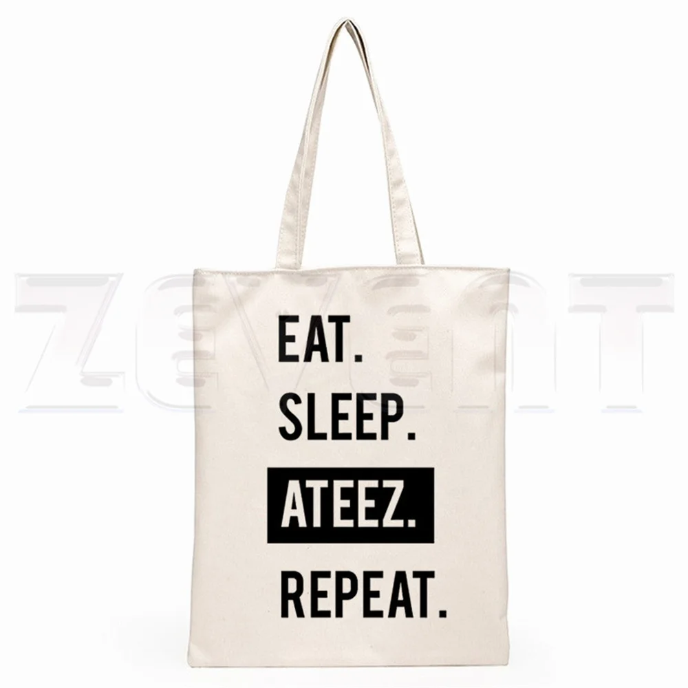 Kpop ATEEZ Canvas Bag Interesting Image Printed Shoulder Bag Shopping Bag Yunho Handbag Seonghwa Hongjoong Yeosang Mingi Wooyoun