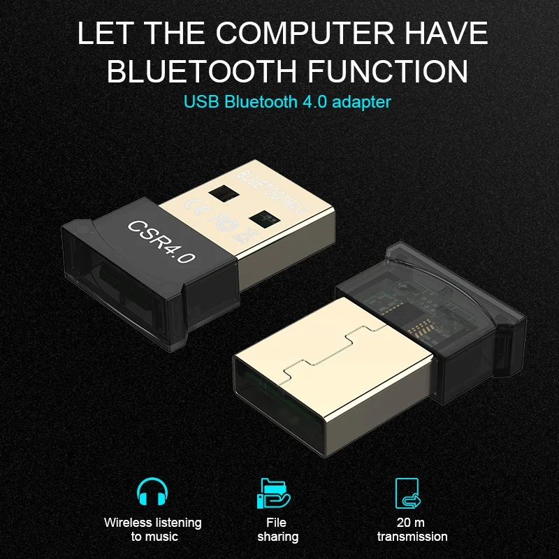 Mini USB Bluetooth CSR 4.0 Dongle Audio Receiver Wireless Adapter for PC TV Computer Laptop Supports Windows 10/8/7/XP