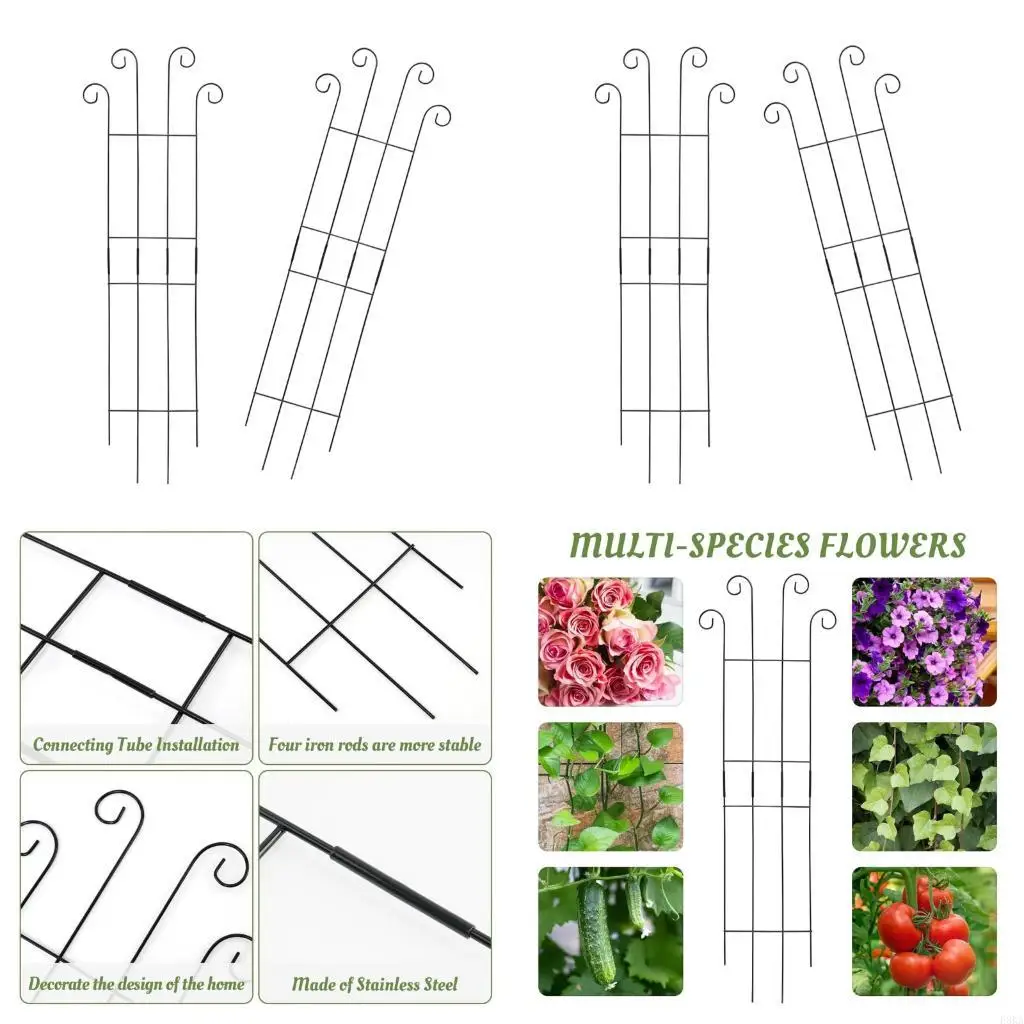   2pack Modern Metal Trellis For Climbing Plant Modulars With Vertical Growth Support Corrosion Resistant Garden Lattice