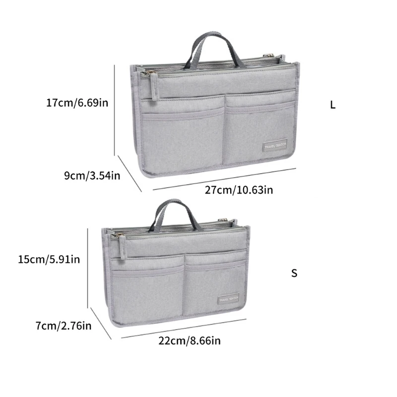 Y166 Versatile Travel Toiletry Bag with Double Zipper Opening Insert Bags