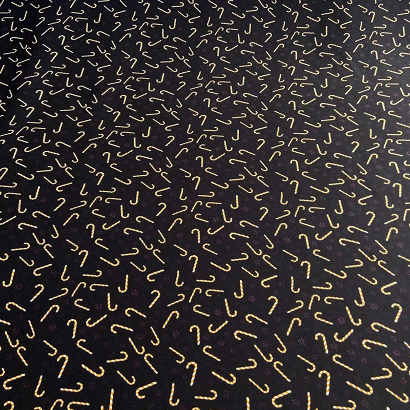 114CM Wide 16mm Golden Printed Thin Black Silk Crepe de Chine Fabric for DIY Sewing Summer Soft Pants Dress Pajamas C001-69