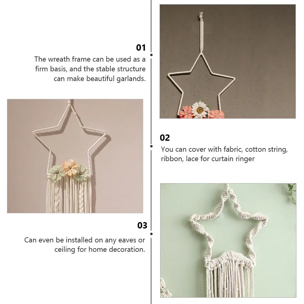 

2Pcs Star Shaped Iron Ring Wreath Frame DIY Craft Tool Flower Garland Decoration Star Shaped Hoop Iron