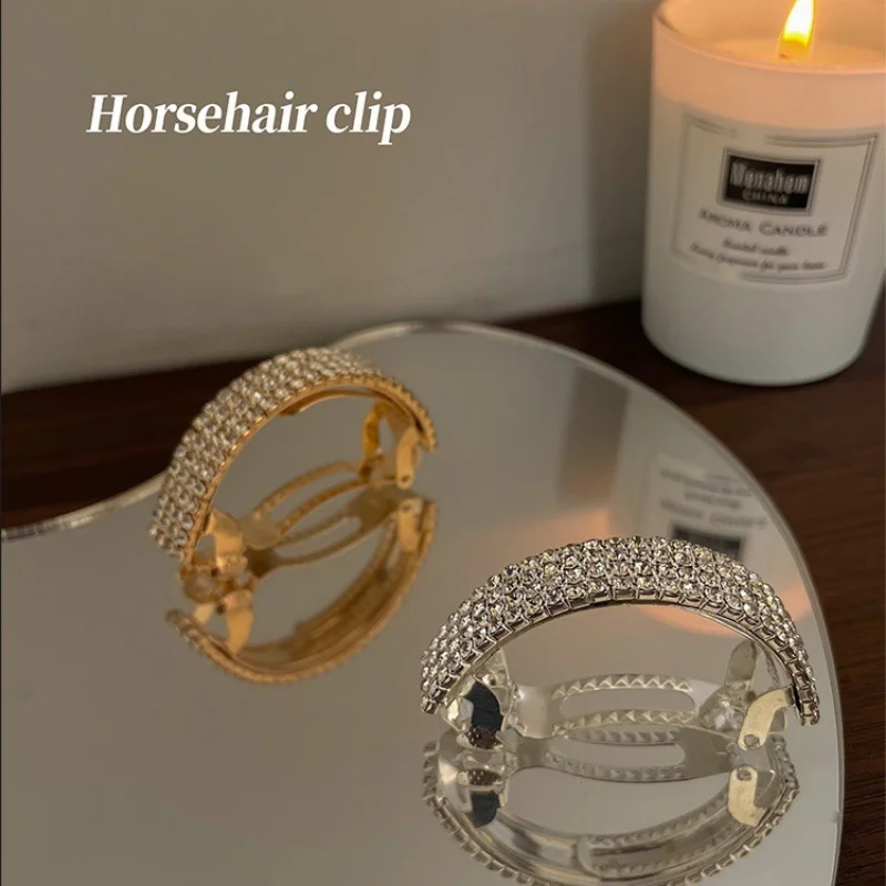 

Rhinestone Ponytail Buckle Korean Hair Jewelry Accessories Exquisite Diamond Hair Clip Back Head Spoon Temperament Spring Clip