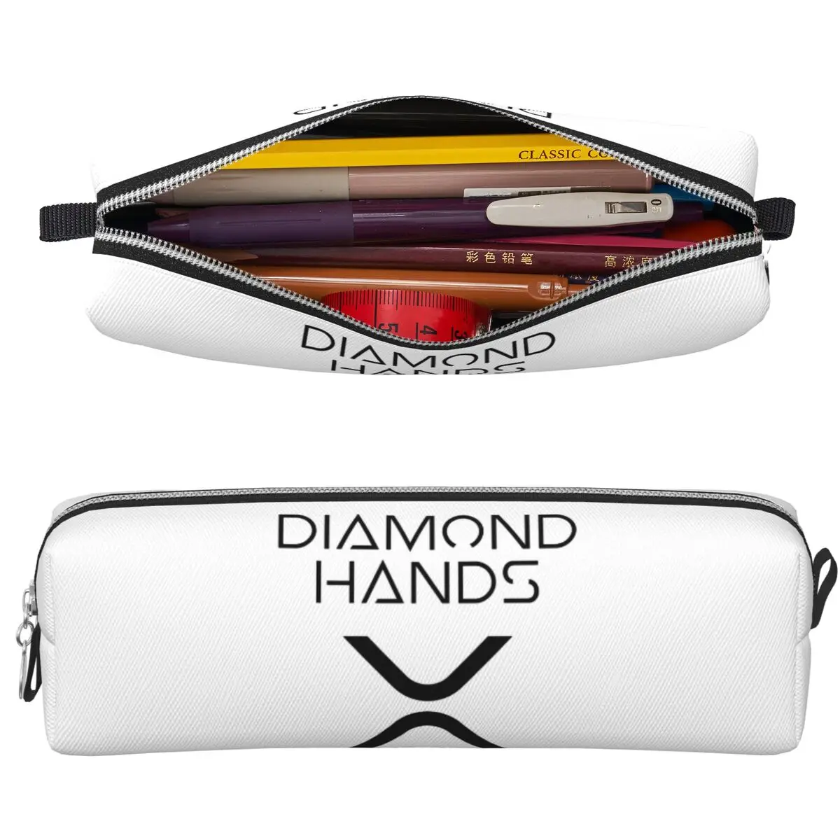 XRP Ripple Crypto Diamond Hands Federmäppchen, große Kapazität, Stifttaschen, Stiftbox für Jungen, Mädchen, Studenten, Federmäppchen, Kosmetiktasche