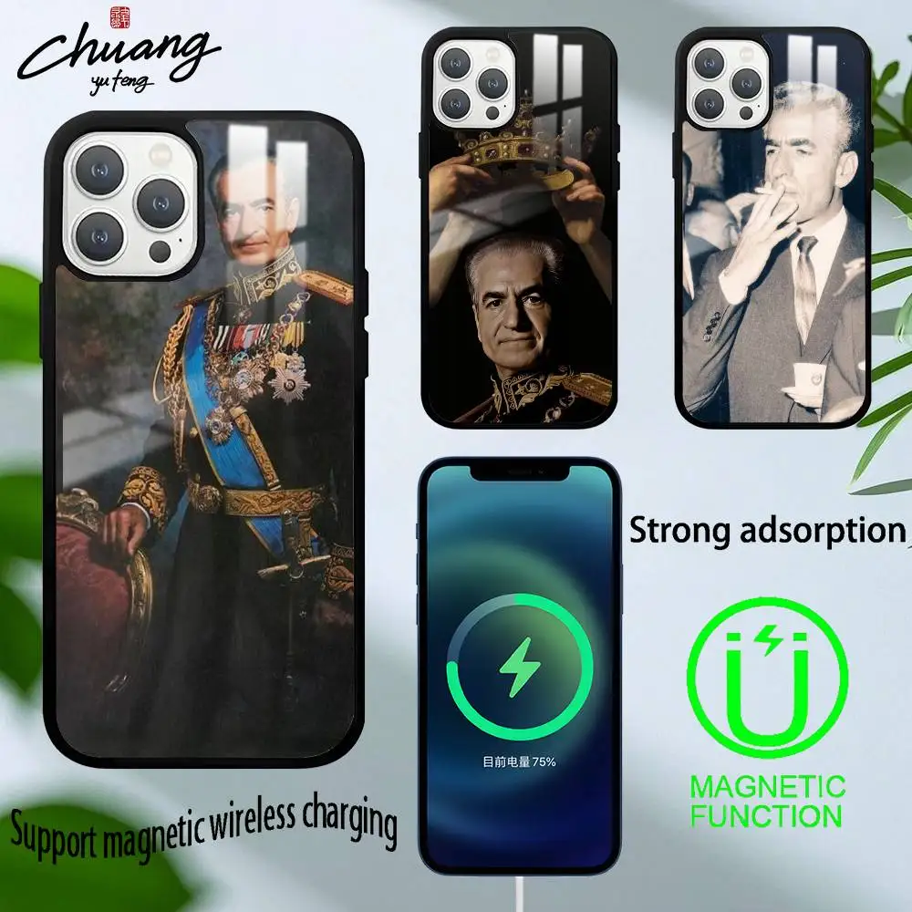 Mohammad Reza Pahlavi Iran Phone Case For 11 12 13 14 15 16Pro Max mini Plus strong magnetic attraction