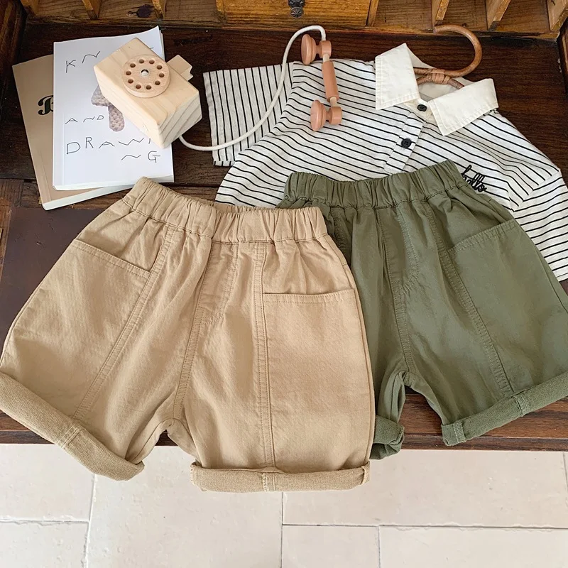 

Girls Trousers Japanese Children Summer Wear New Korean Version Cargo Shorts Children Casual Pants Five Quarter Pants Thin