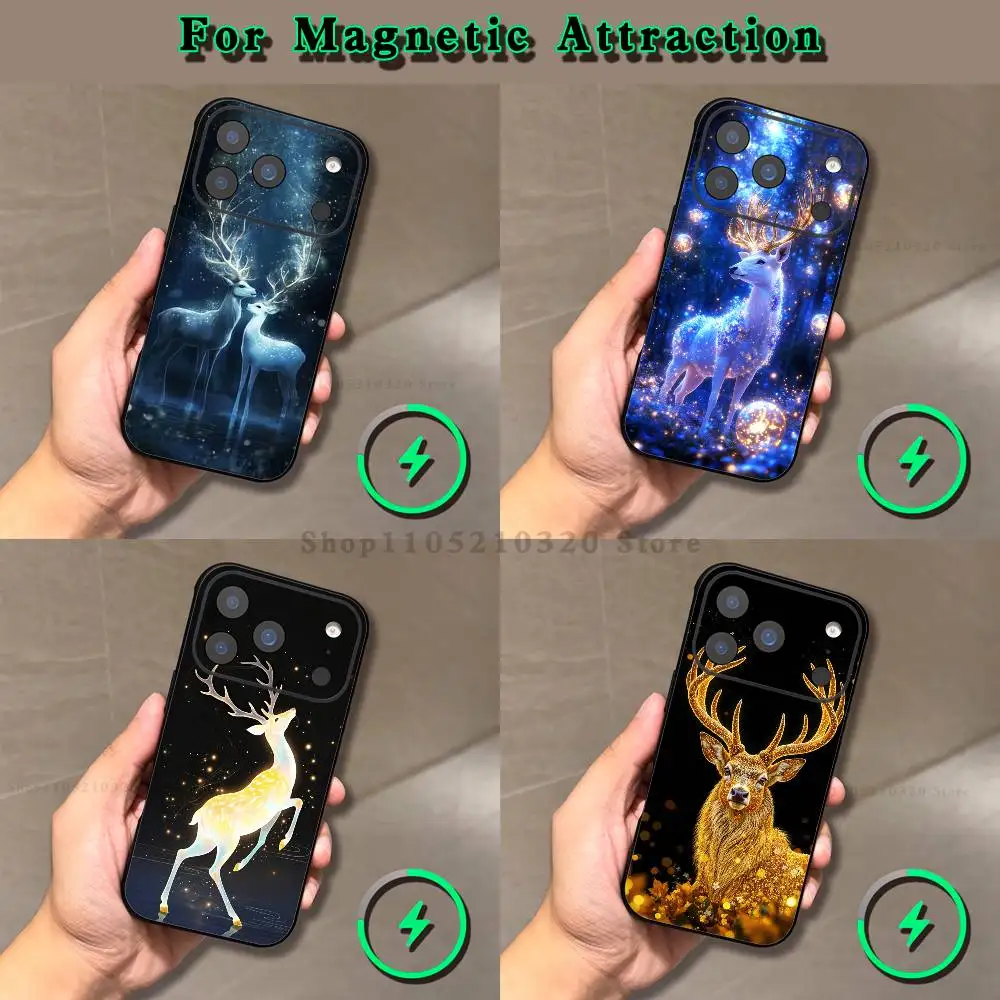 The Celestial Stag Phone Case For iPhone 17,16,15,14,13,12,X,XS,Pro,Max,Plus,E,Air,Mini with Magsafe Magnetic Frosted Clear