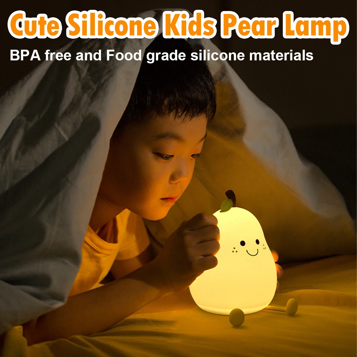 

Dimmable Night Lights 7 Colors Pear Shaped Light Cute Lamp Silicone Kids Usb Mini Touch Timer Portable Bedside Lamps For Bedroom