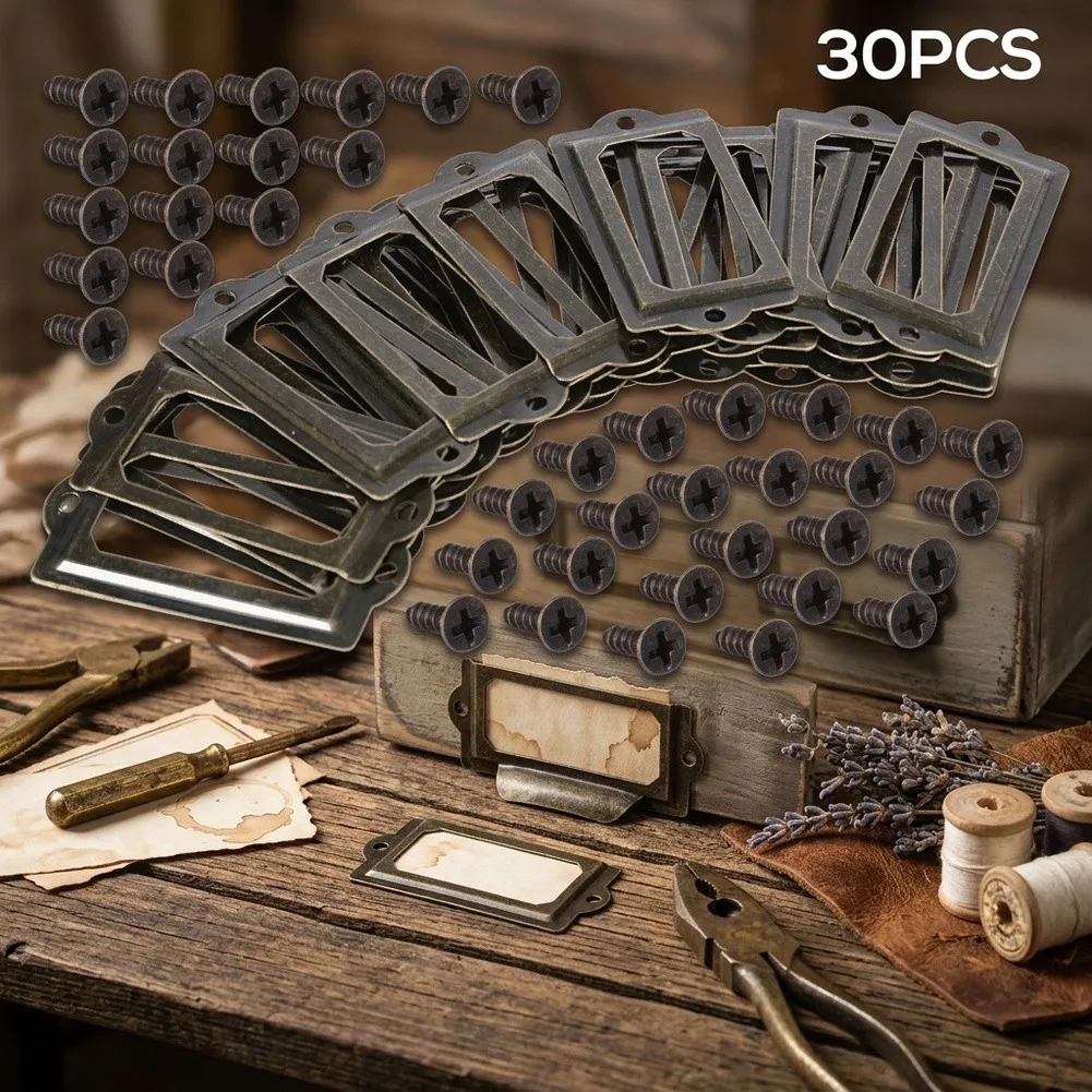 Tag Drawer Labels Holder With Screws Cabinet Cupboard For Name Plates Box Lockers Jewelry Box Antique Bronze Tag