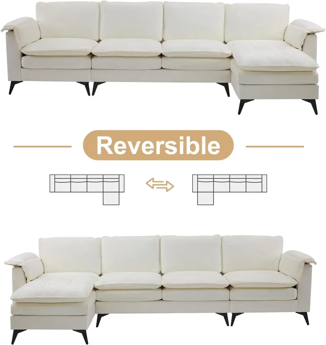 

Горячая распродажа: 129-дюймовый угловой диван-облако увеличенного размера, диван с эффектом памяти, с двусторонним шезлонгом, комфортный диван с двойным лаунж-секционом.