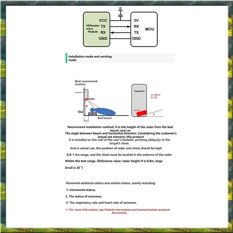 

ABGZ LD6002H 60G Комплект радарного модуля для обнаружения дыхания и сердцебиения Радарный модуль Бесконтактный интеллектуальный модуль мониторинга