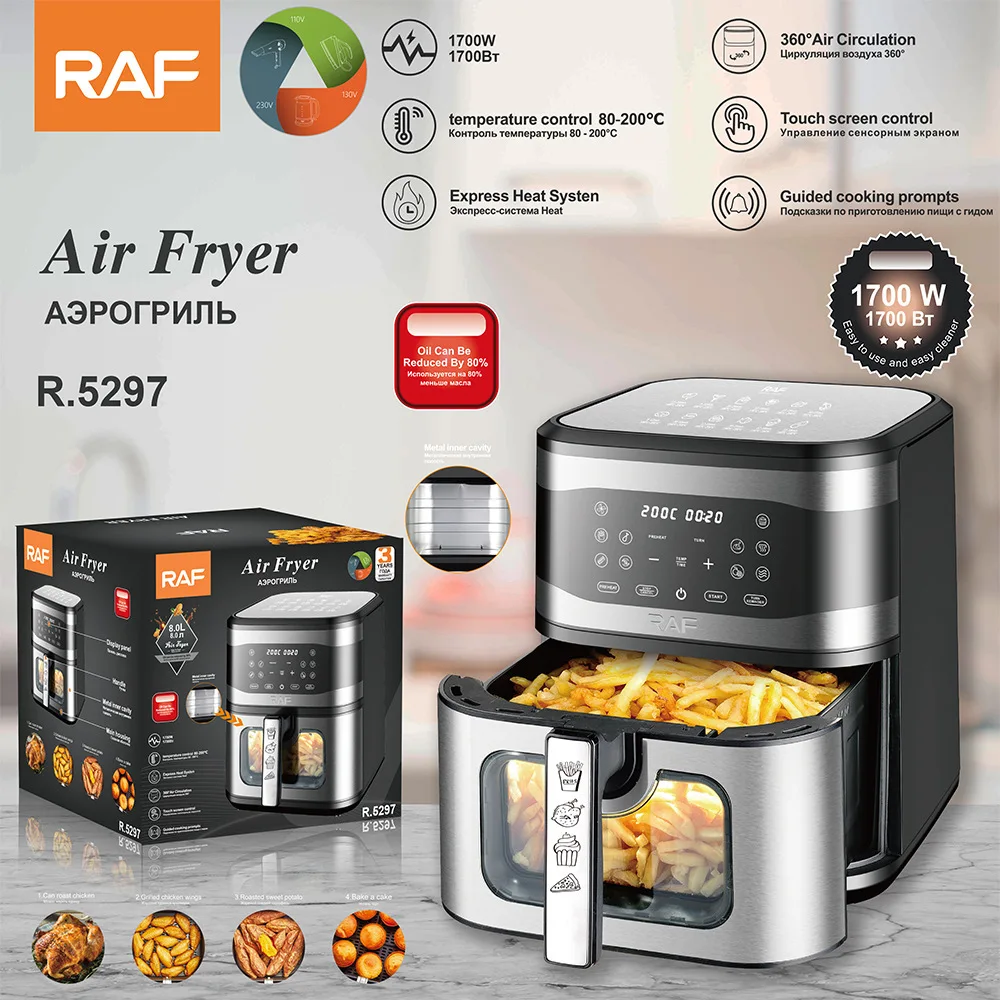 

For European standard air fryer large capacity 8L multi-functional household electric fryer visual smart touch screen oil-free