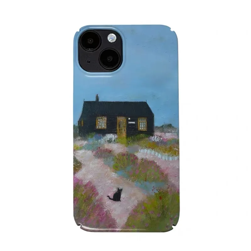 

Ins Blue Dream House Black Cat Case for IPHONE 17 16 ProMax 15 14 Plus 13 12 MINI 11 PRO 16Plus XR XS MAX Acrylic Phone Cover