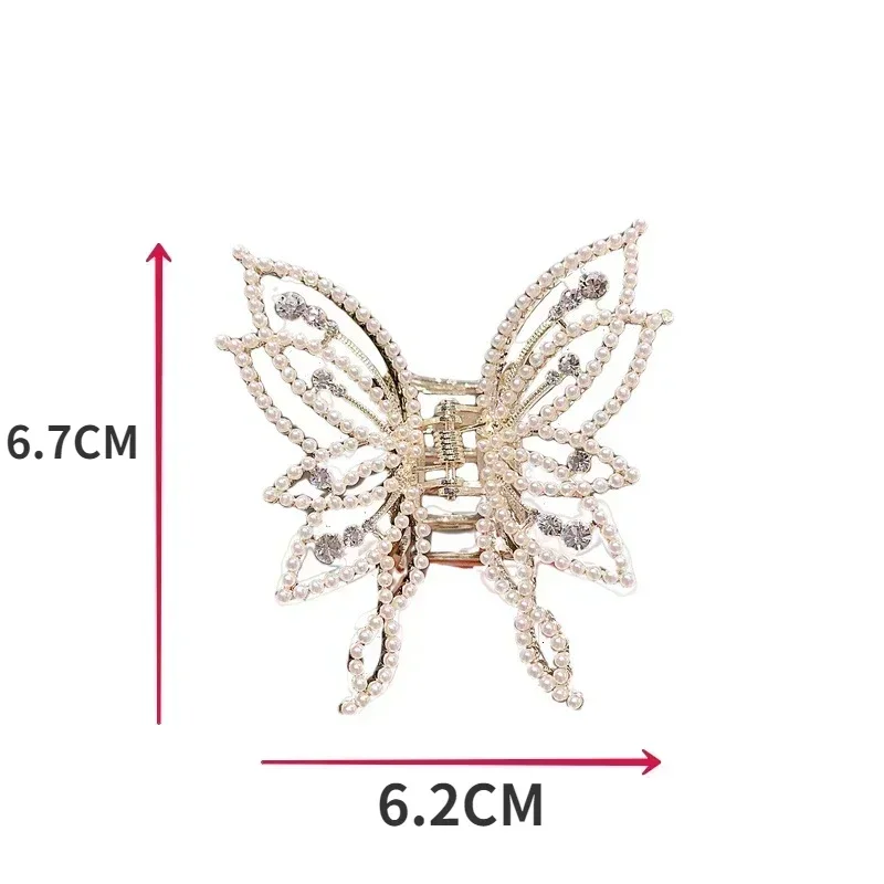 Butterfly Clasp Hairdressing Back Spoon Coil Hairdressing Elegant and Elegant Style Pearl Water Diamond Advanced Sense Clip