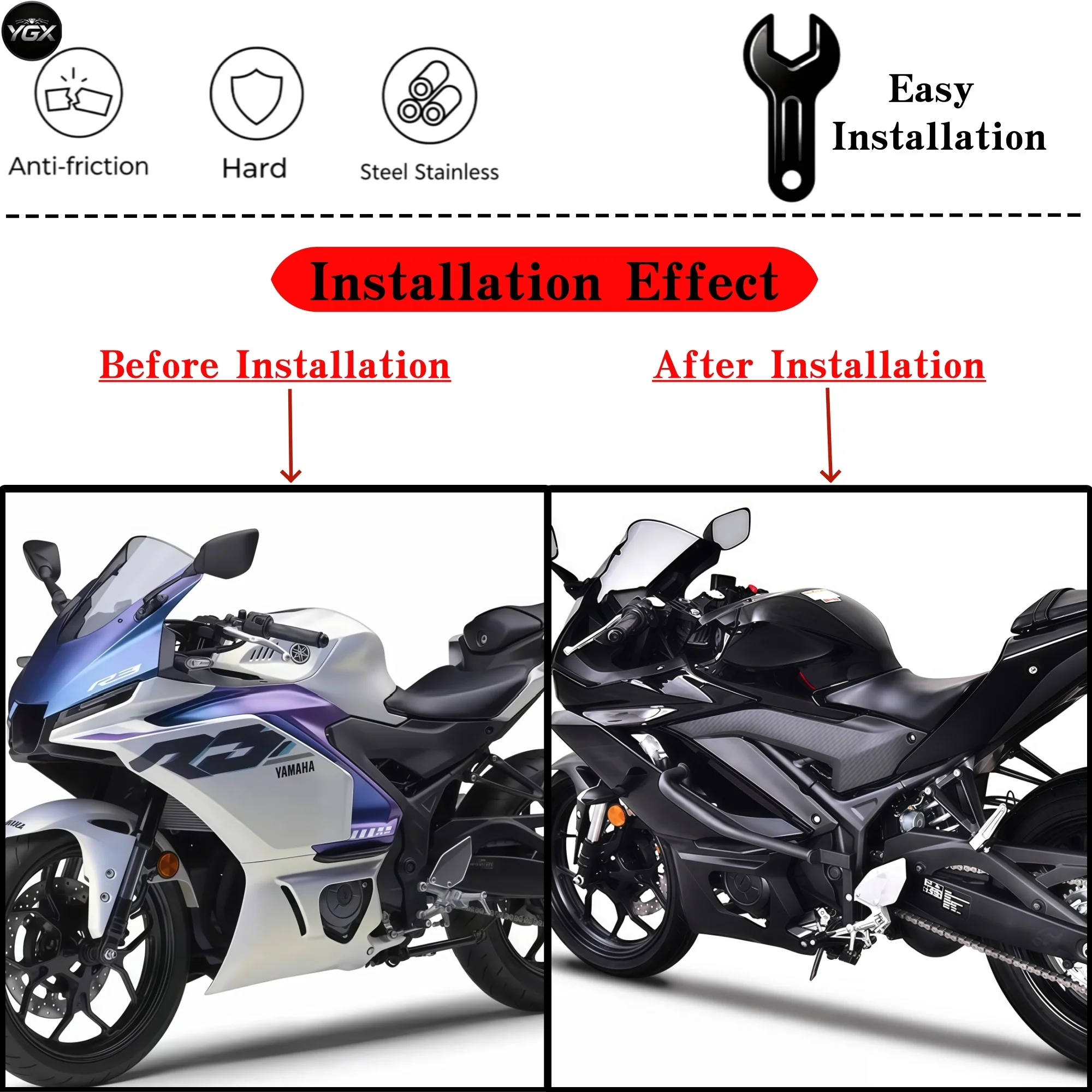 Motorcycle Crash Bar Engine Guard Highway Bumper Anti-Drop Tank Frame Protector For YAMAHA YZF R3 YZFR3 2020-2024 Accessories