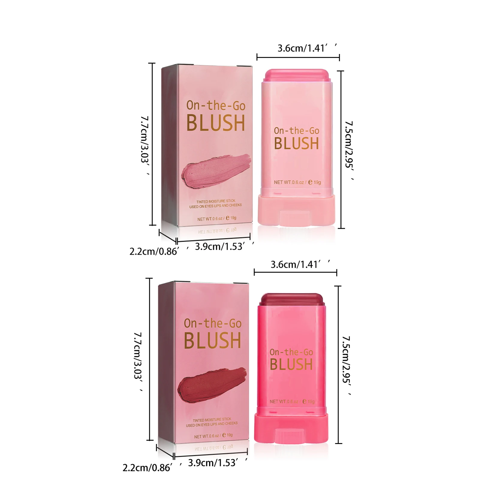 Multi-Use Makeup Cheek Blusher Naturally Moisturised Blush Stick for Making Face Rosy and Shiny EIG88