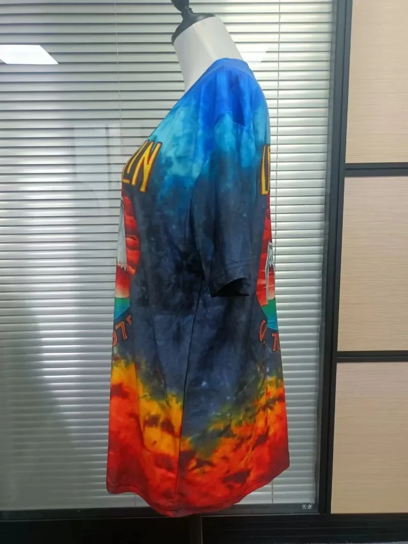 Tie-dye Angel Print Short Sleeve O-neck Pullover Women Summer Fashion Casual T-shirt Loose Plus Size Tops All-match Commute Tees