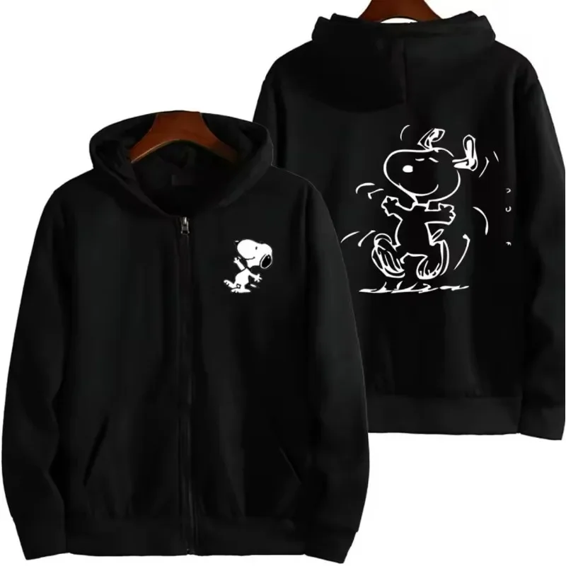 Snoopy Cartoon Anime Men Zipper Hoodie Spring Autumn printing Fashion Women Sweatshirt 2024 New Korean Style Couple Jacket Coat