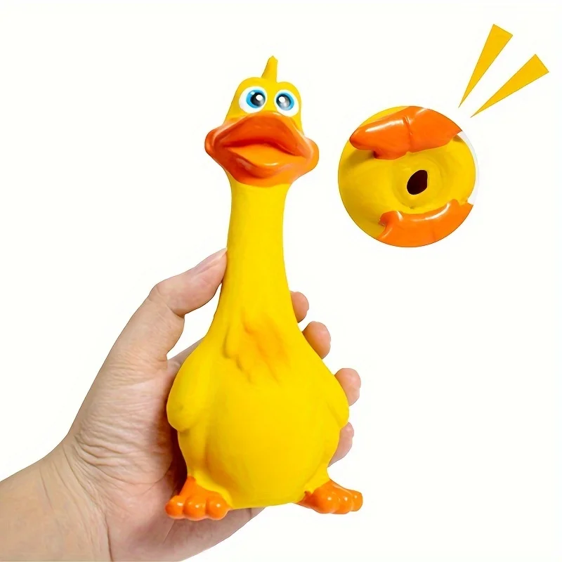 Haustier-Hunde-Sound-Spielzeug – schreiende stehende Huhn und Ente mit großer Öffnung, quietschendes Zahnungs-Hundespielzeug aus Latex – Detail 6