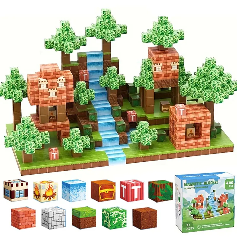 Ensemble de blocs de Construction magnétiques à thème volcanique, 100 pièces/200 pièces, jouet éducatif pour enfants, Kit de Construction créatif