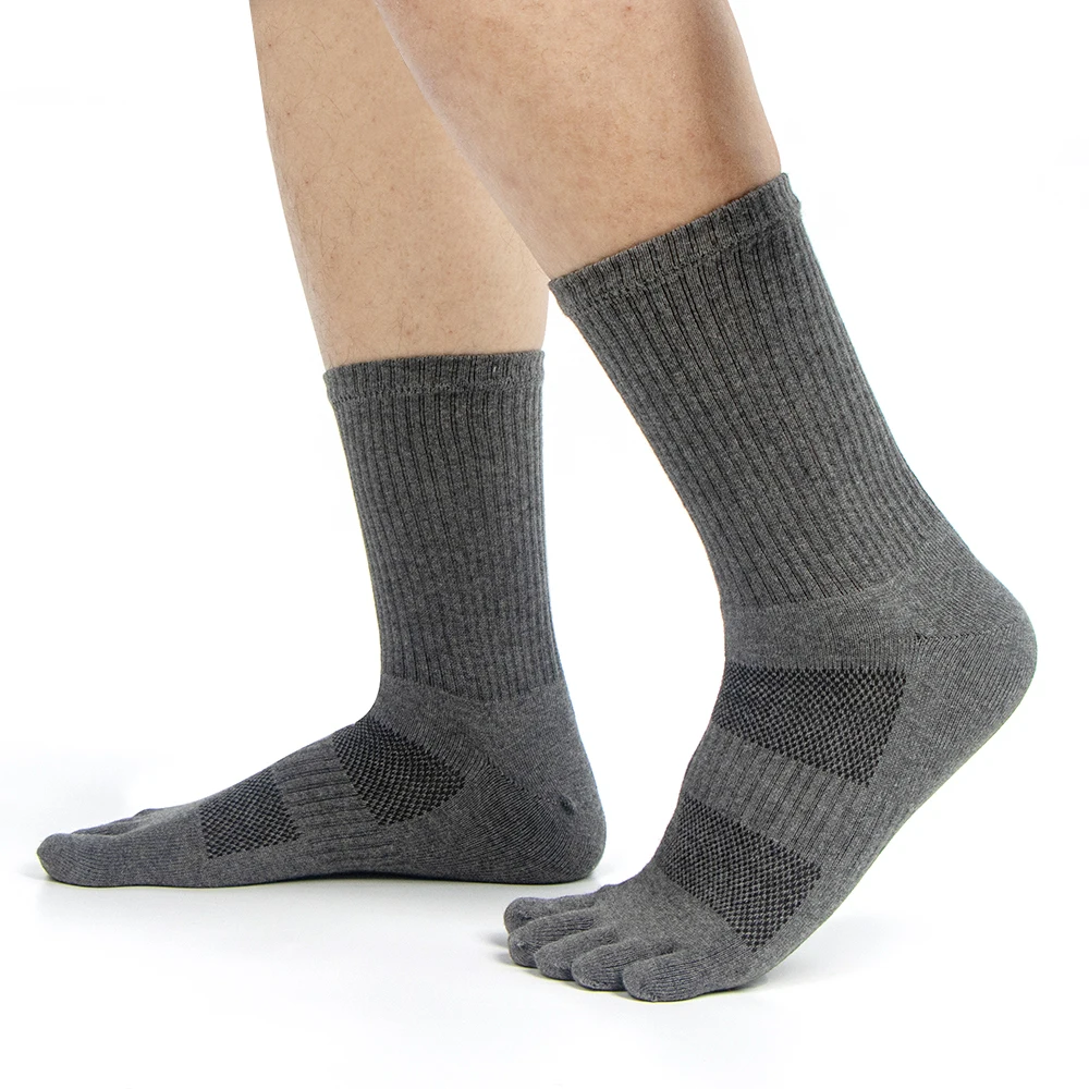 Calcetines con punta de algodón para correr, calcetines atléticos de cinco dedos, tubo largo, calcetines de cinco dedos para exteriores, choque para correr en el rastreo, paseo