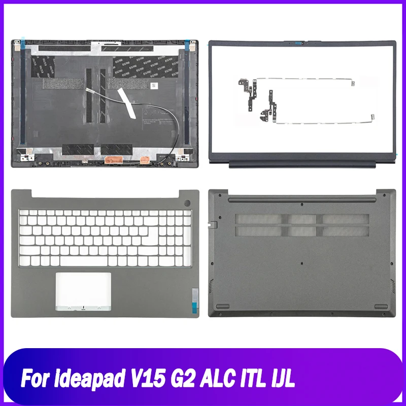 New Rear Lid For Lenovo ideapad V15 G2 ALC ITL IJL Laptop LCD Back Cover Front Bezel Hinges Palmrest Upper Bottom Base Case Grey