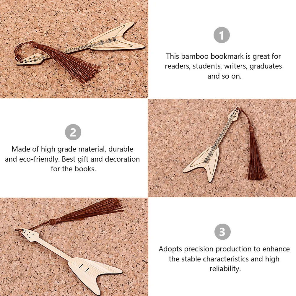 

Bookmark for Guitar Shape Bookmarks Decorative Bamboo Page-marker Japanese-style Decoration