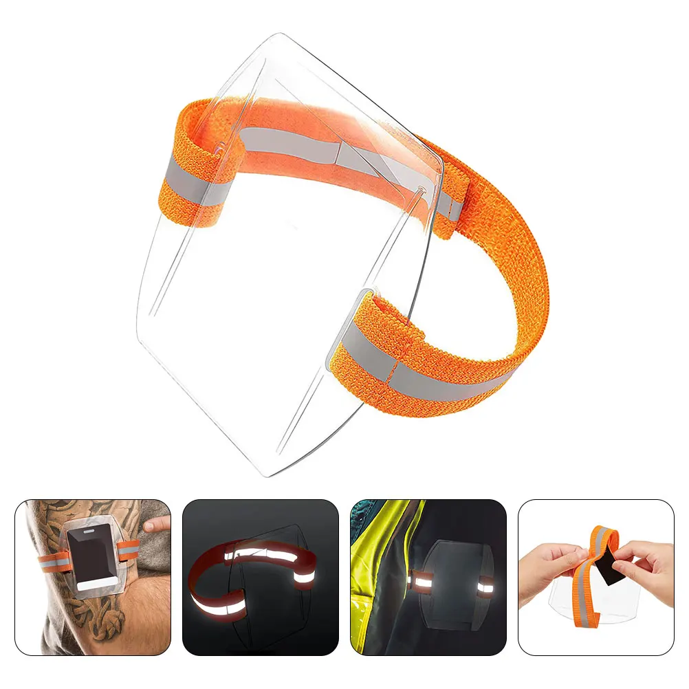 

Arm Badge Holder Lanyards for Id Badges Adjustable Armband Ski Orange Polyester Webbing