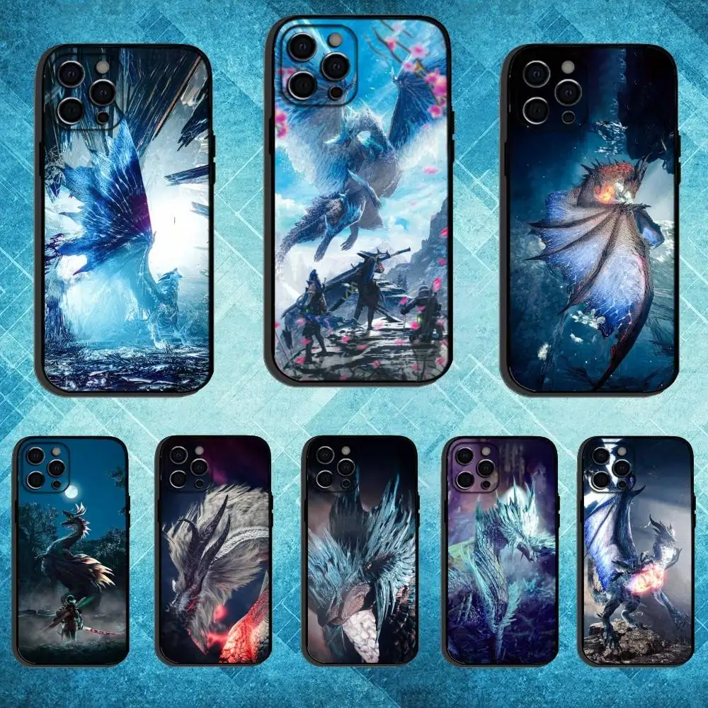 Белый Фаталис. Чехол для телефона M-Monster Hunter для iPhone 17,16,15,14,13,12,11 Plus, мягкий черный чехол Pro Max